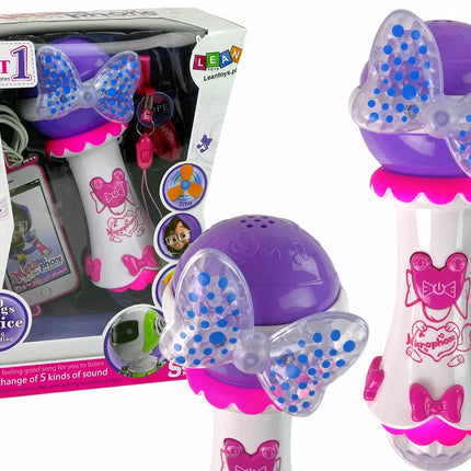 Rožinis/violetinis pasakų mikrofonas mažam atlikėjui