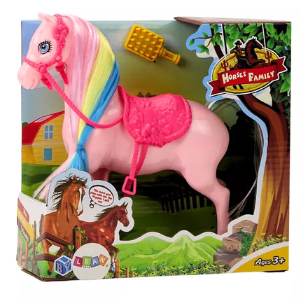 Arklio figurėlė su spalvingais karčiais ir rožiniu balnu