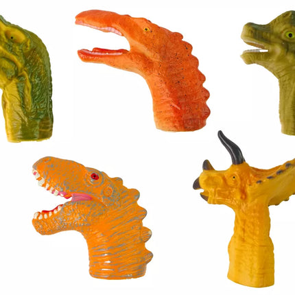 Dinozaurų formos pirštų lėlyčių rinkinys 5 vnt