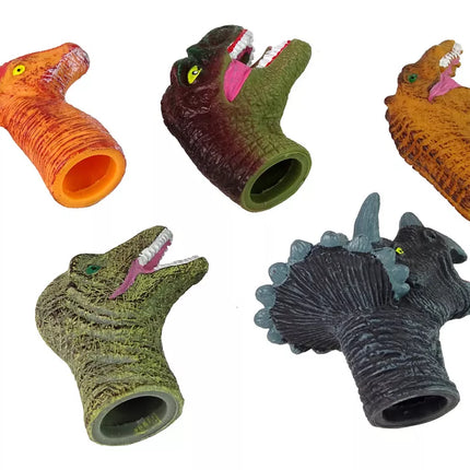 Spalvoti dinozaurų formos pirštų lėlės