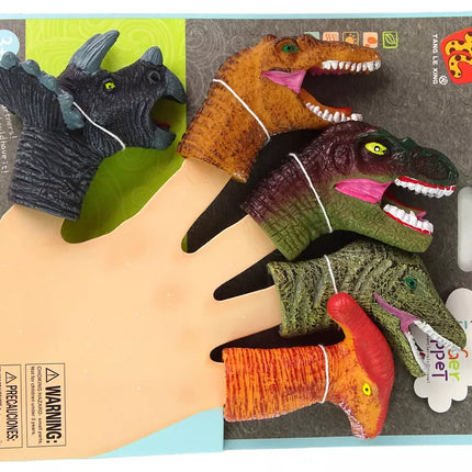 Spalvoti dinozaurų formos pirštų lėlės
