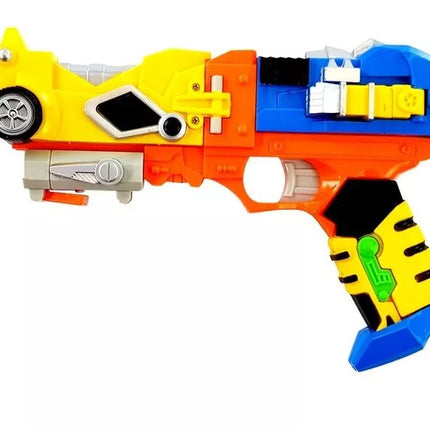 Šautuvas su šovinias ir geltona kauke