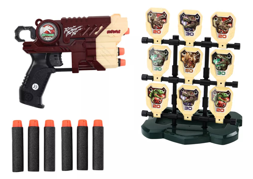 Šaudymo rinkinys su kulkomis ir dinozaurų taikiniais