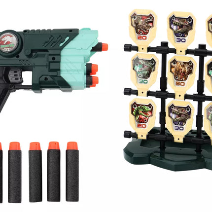 Šaudymo rinkinys su šautuvu ir dinozaurų taikiniu