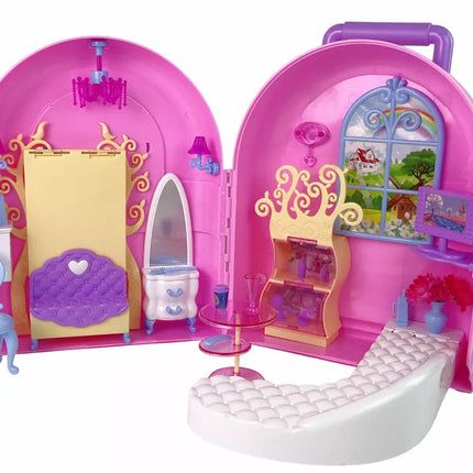 Sulankstomas didelis lėlių namelis su įvairias baldai