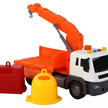 Oranžinė šiukšliavežė su kranu