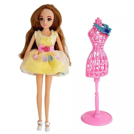 Lėlės drabužių spinta su veidrodžiu ir aksesuarais