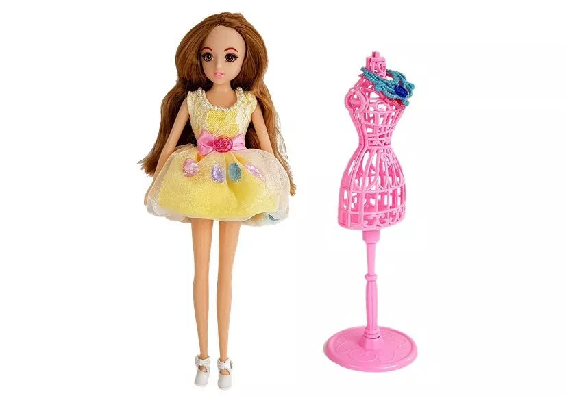 Lėlės drabužių spinta su veidrodžiu ir aksesuarais