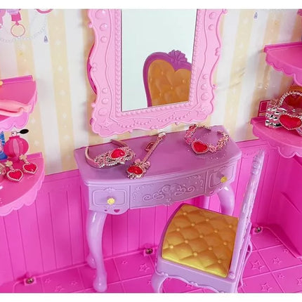 Lėlės drabužių spinta su veidrodžiu ir aksesuarais