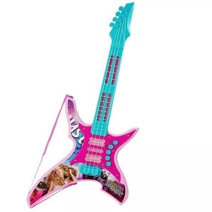 Rožinė elektrinė gitara su šviesos ir garso efektais