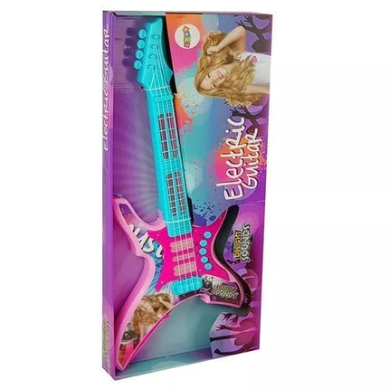 Rožinė elektrinė gitara su šviesos ir garso efektais