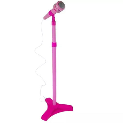 Rožinė roko žvaigždės gitara su miktofonu