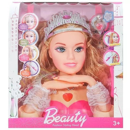 Manekeno galva su karūna ir priedais