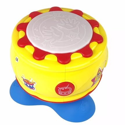 Geltonas didelis interaktyvus muzikinis būgnas su šviesomis