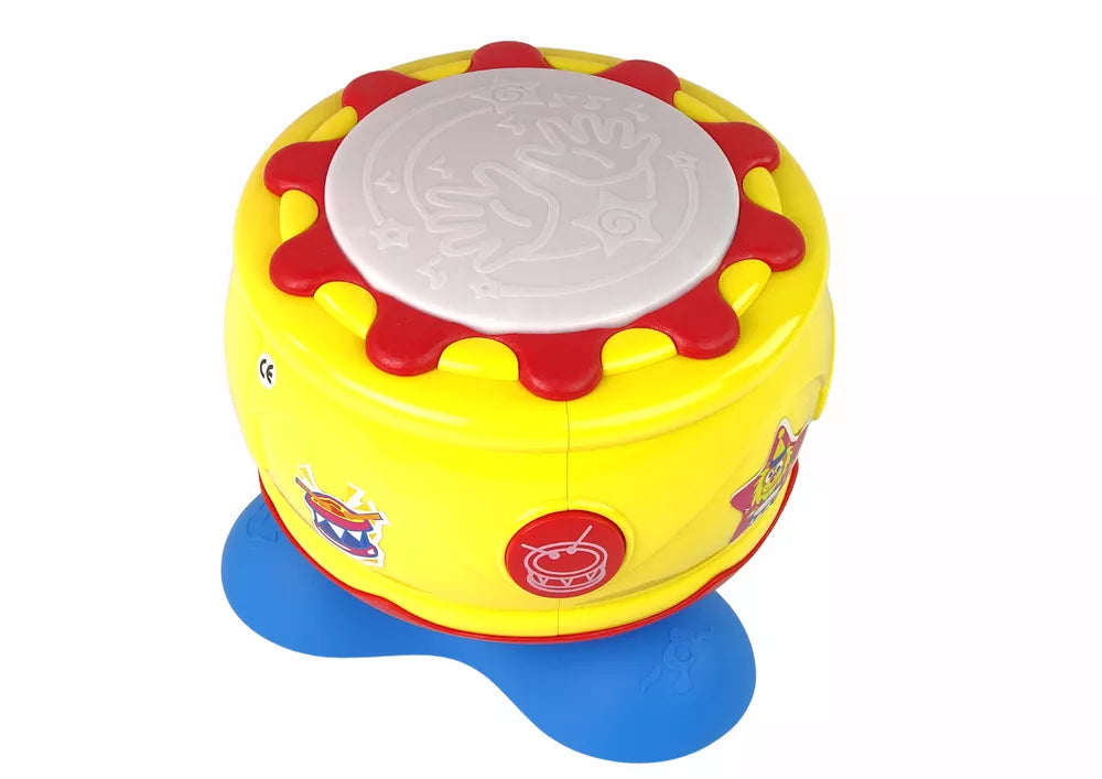 Geltonas didelis interaktyvus muzikinis būgnas su šviesomis