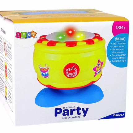 Geltonas didelis interaktyvus muzikinis būgnas su šviesomis