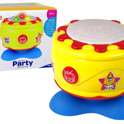 Geltonas didelis interaktyvus muzikinis būgnas su šviesomis