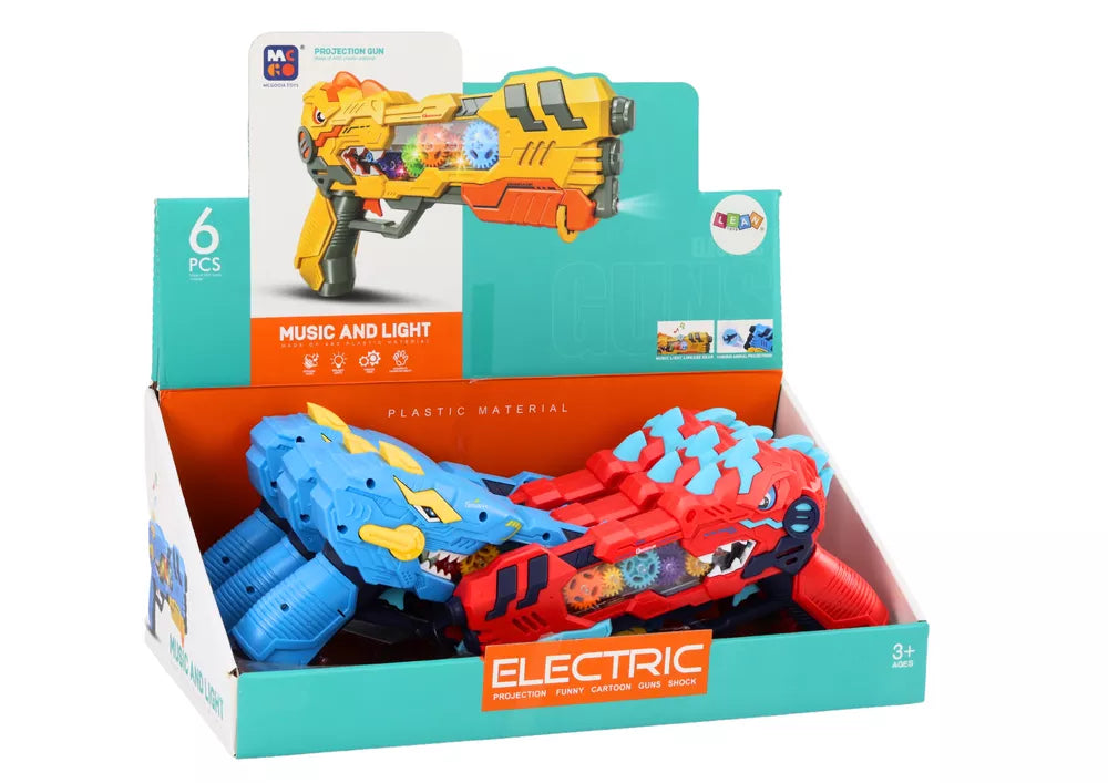 Dinozaurų projektorius-šautuvas su šviesos ir garso efektu