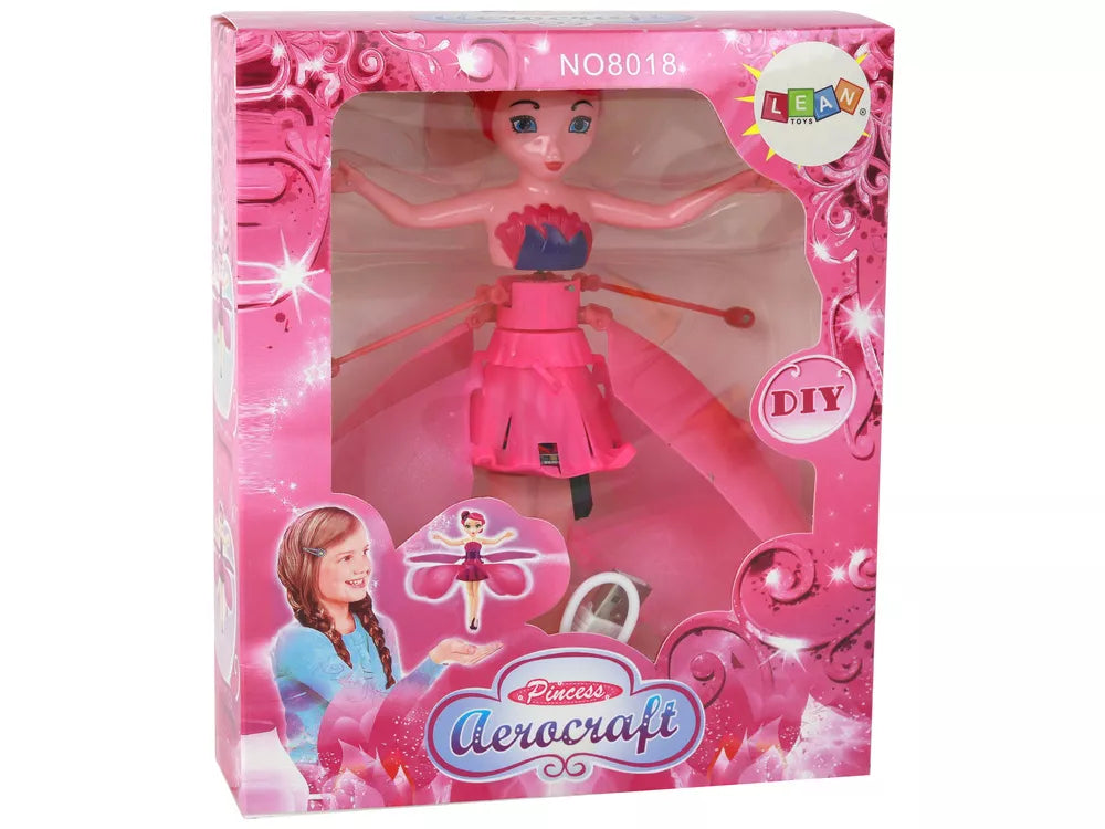 Rožinės spalvos rankiniu būdu valdoma skraidanti pasakų lėlė