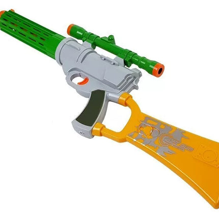 Šautuvas su putplaščio šoviniais ir taikiniu