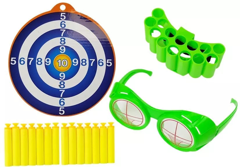 Šautuvas su putplaščio šoviniais ir taikiniu