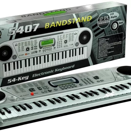 Sidabrinė klaviatūra su mikrofonu ir LCD ekranau