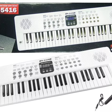 Baltas elektrinis pianinas su USB mikrofonu
