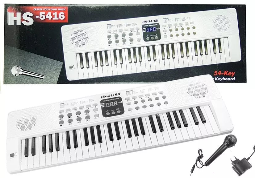 Baltas elektrinis pianinas su USB mikrofonu