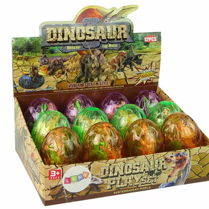 Dideli dinozaurų kiaušiniai su dinozaurų figūrėlėmis