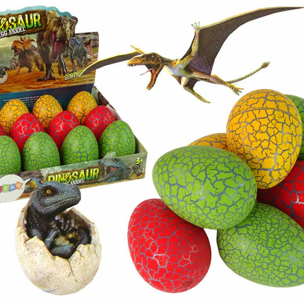 Dideli dinozaurų kiaušiniai ir dinozaurai 8 cm