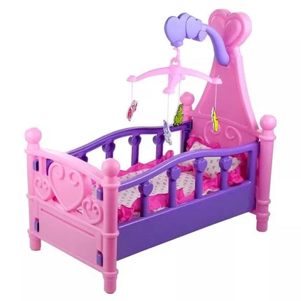 Didelė rožinė/violetinė lėlių lova su patalyne