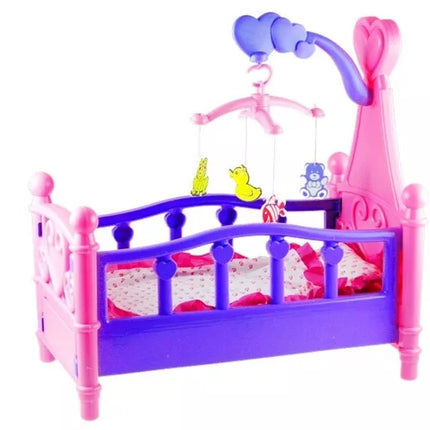 Didelė rožinė/violetinė lėlių lova su patalyne