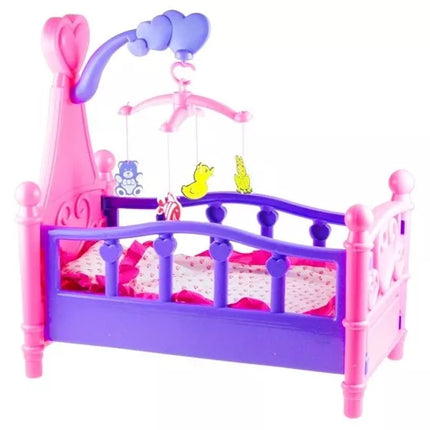 Didelė rožinė/violetinė lėlių lova su patalyne