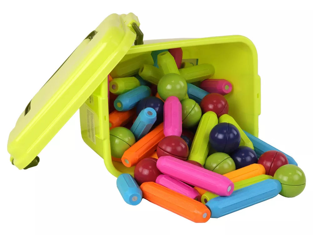 Didelis magnetinių kaladėlių rinkinys dėkle, 64 elementai