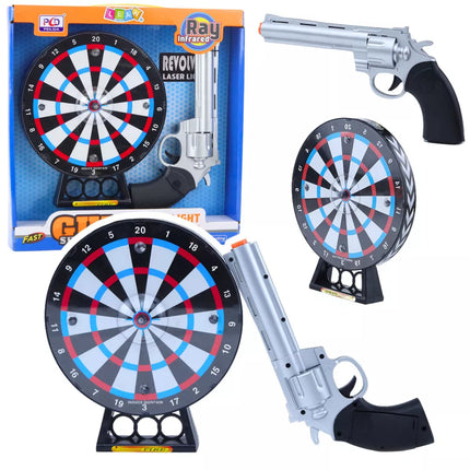 Lazerinis revolverio pistoletas su taikiniu