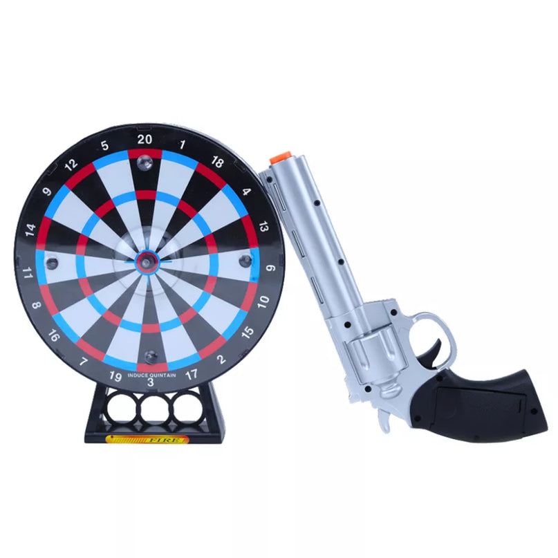 Lazerinis revolverio pistoletas su taikiniu