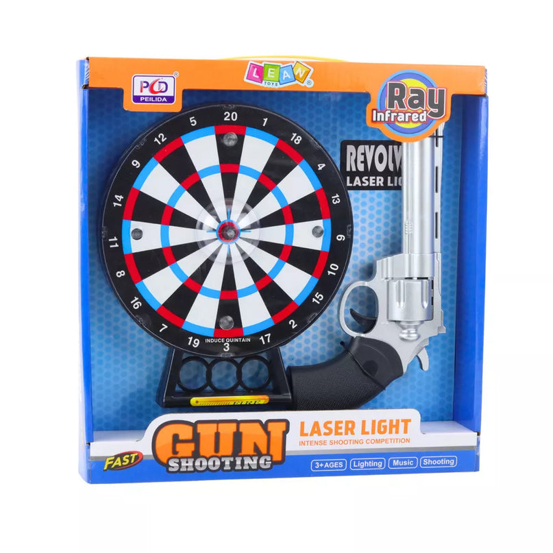 Lazerinis revolverio pistoletas su taikiniu