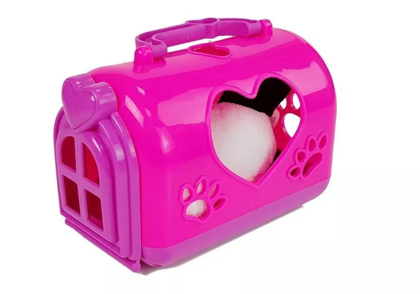 Mažoji panda su transportavimo krepšiu