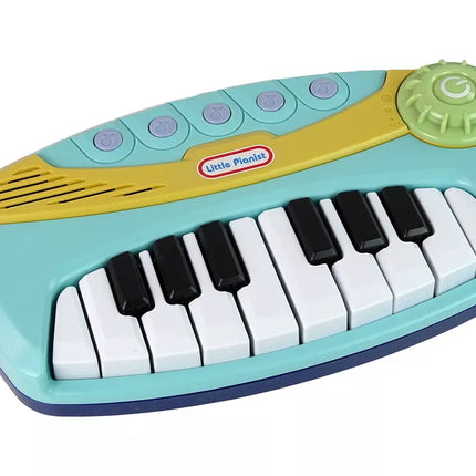 Šviesiai mėlynas mažas interaktyvus pianinas