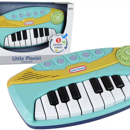 Šviesiai mėlynas mažas interaktyvus pianinas