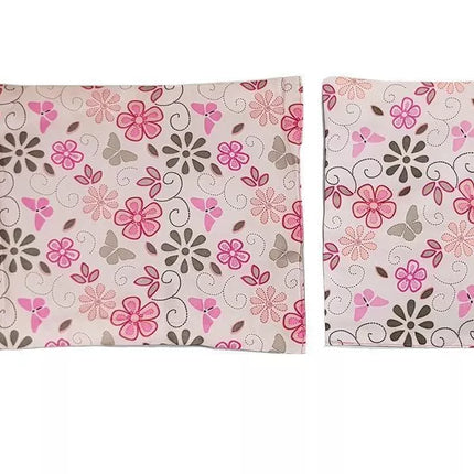 Rožinė lėlės lovytė su gėlėmis