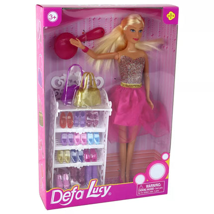 Lucy lėlė su blizgia suknele ir batelių komplektu