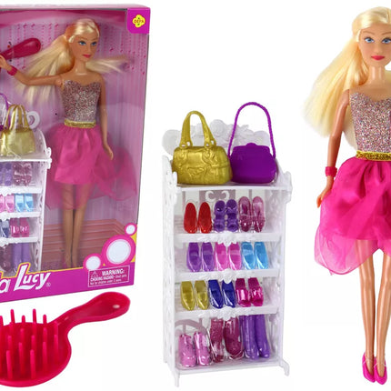 Lucy lėlė su blizgia suknele ir batelių komplektu