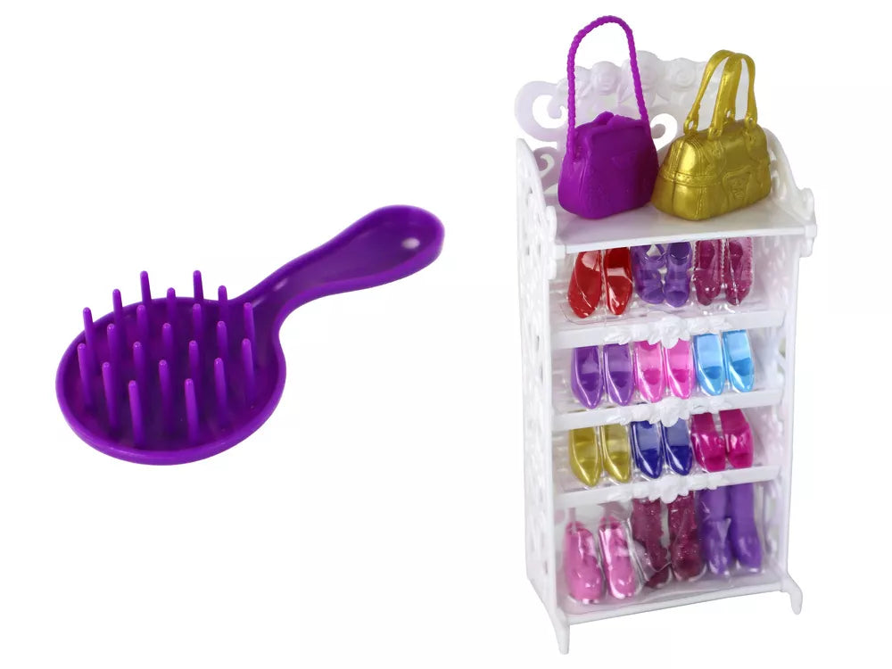 Lucy lėlė su violetine blizgia suknele ir batelų komplektu