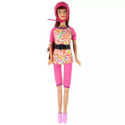 Liusės lėlių rinkinys: paspirtukas, riedlentė ir šalmai