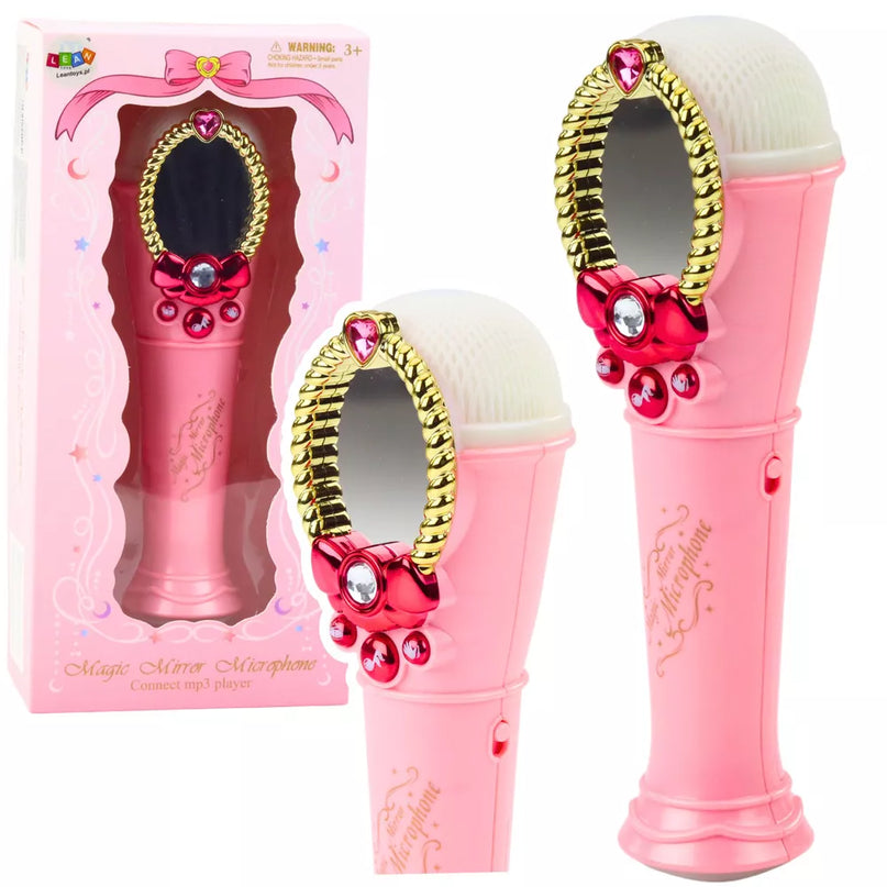 Rožinis magiškasis veidrodis su mikrofonu