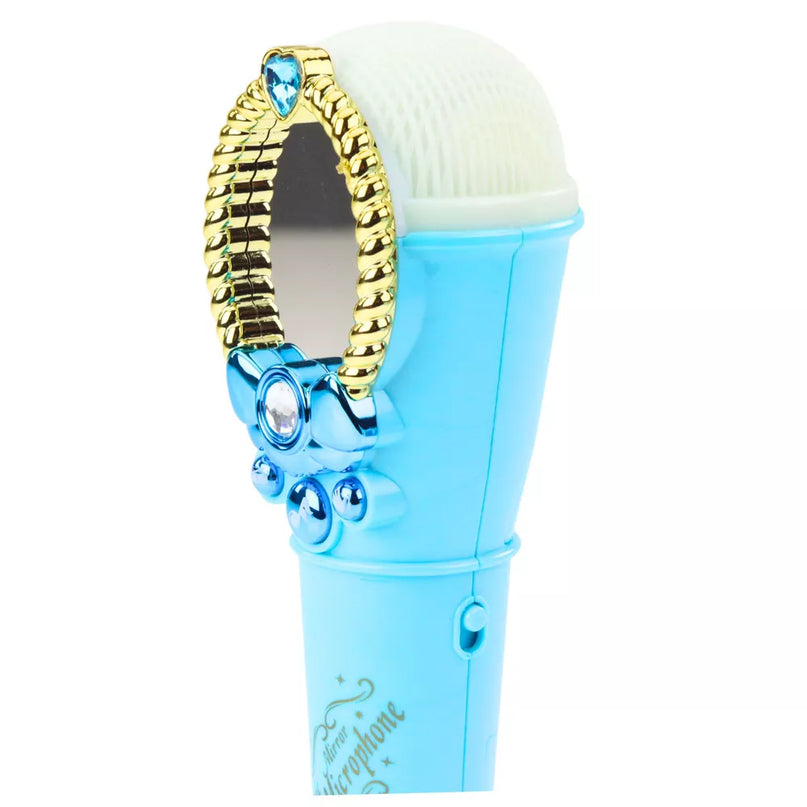 Magiškas veidrodis su mėlynu mikrofonu