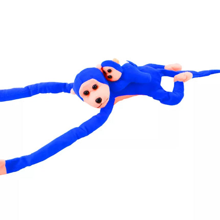 Pliušinė mėlyna beždžionė su kūdikiu