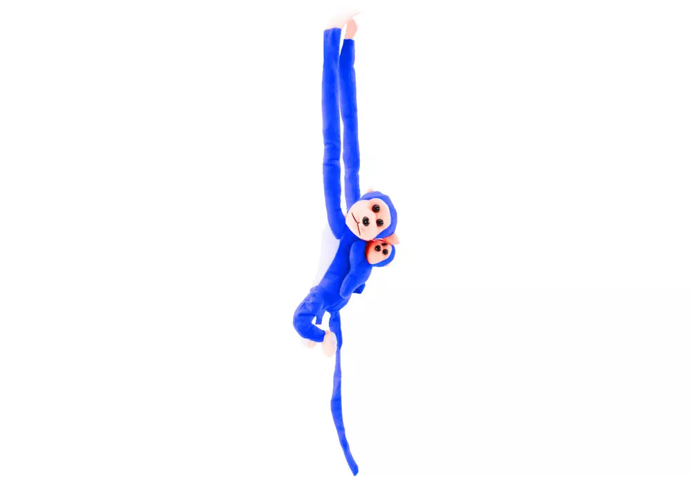 Pliušinė mėlyna beždžionė su kūdikiu