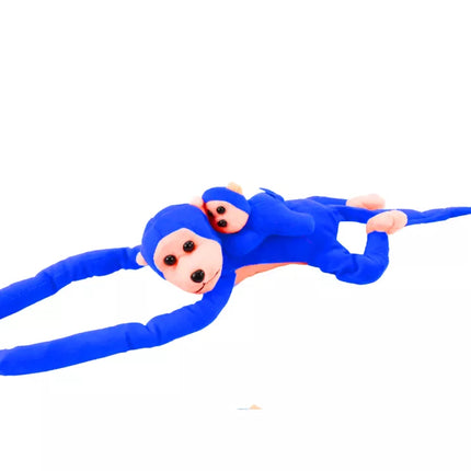 Pliušinė mėlyna beždžionė su kūdikiu 90 cm